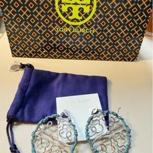 Tory Burch Silver and Blue Hair Clips